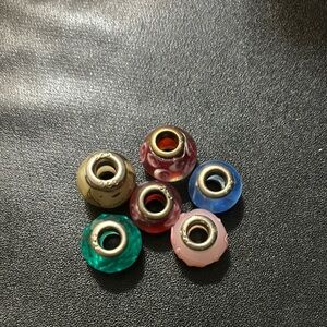 Murano glass 925 silver charms 6 pieces